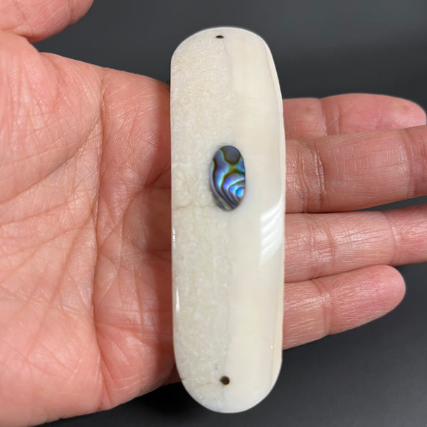 Fossilized Ivory Barrette with Abalone