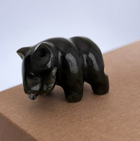 Jade Figurine - Bear with Fish