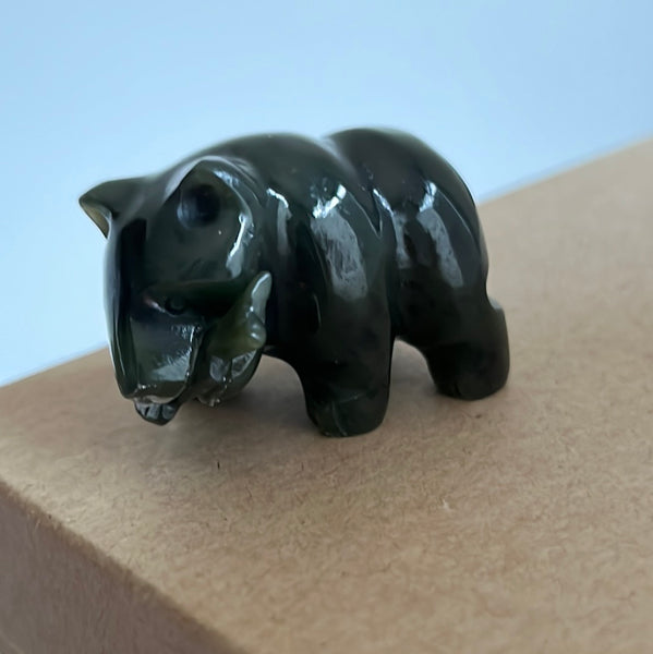 Jade Figurine - Bear with Fish