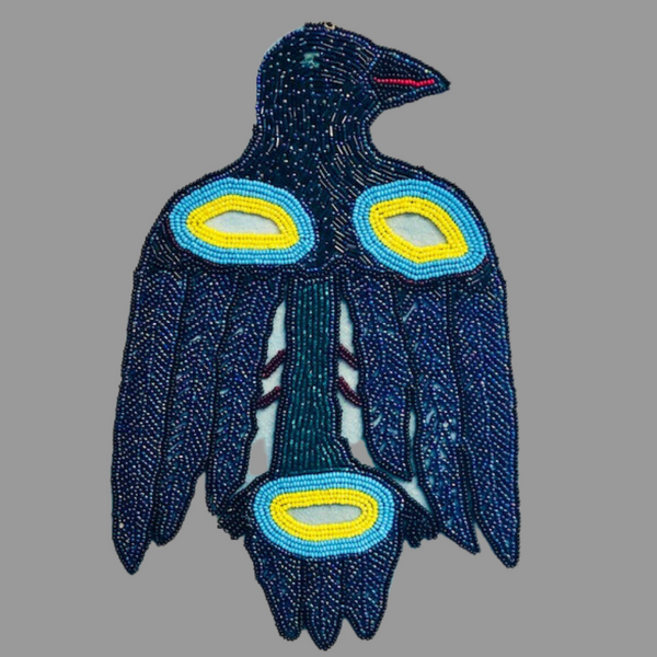 ALASKA TLINGIT BEADED RAVEN REGALIA APPLIQUE
