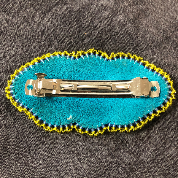 Alaska Blue Flower Beaded Barrette