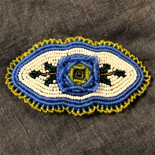 Alaska Blue Flower Beaded Barrette