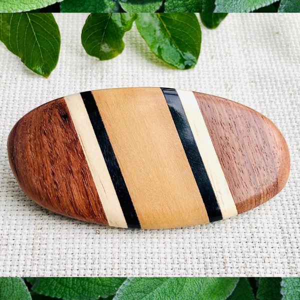 WOOD HAIR BARRETTE