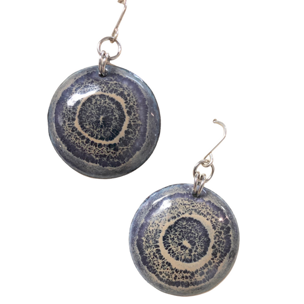 Large Domed Disk Earrings - Grey