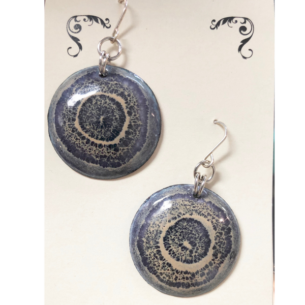 Large Domed Disk Earrings - Grey