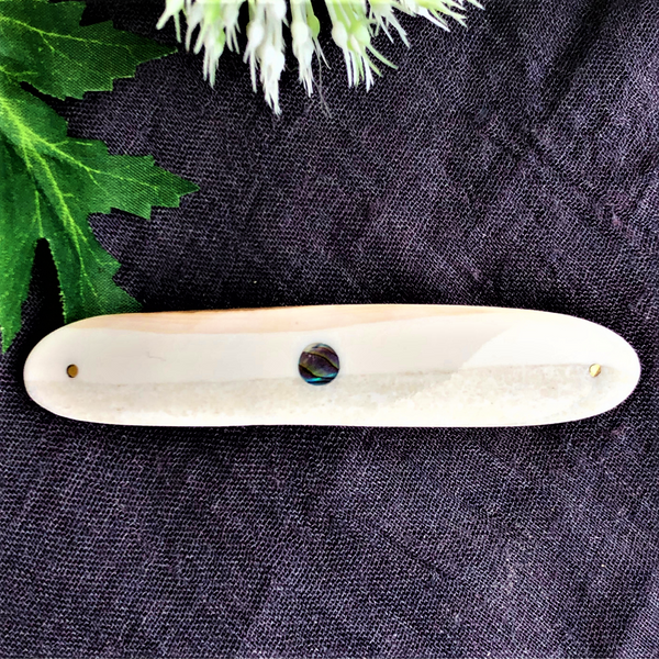 Fossilized Ivory Barrette with Abalone