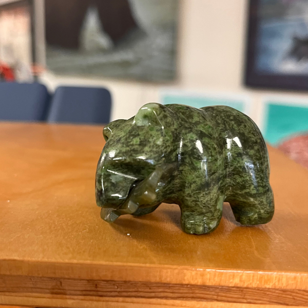 Jade Figurine - Bear with Fish