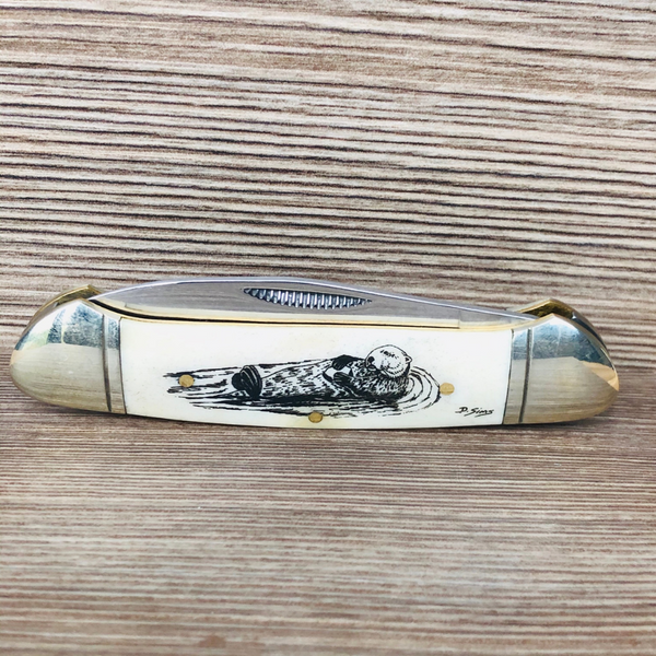 SCRIMSHAW CANOE FOLDING KNIFE - LARGE
