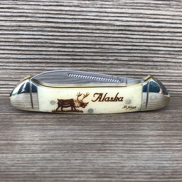 SCRIMSHAW CANOE FOLDING KNIFE - SMALL