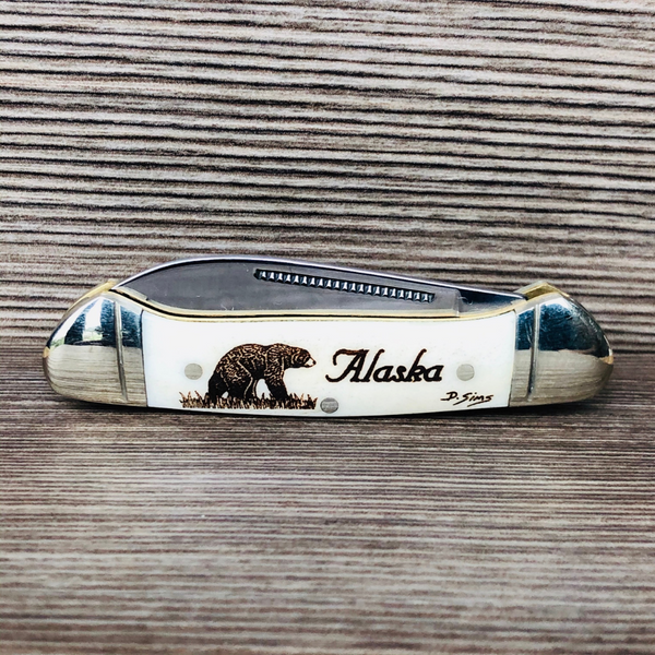 SCRIMSHAW CANOE FOLDING KNIFE - SMALL