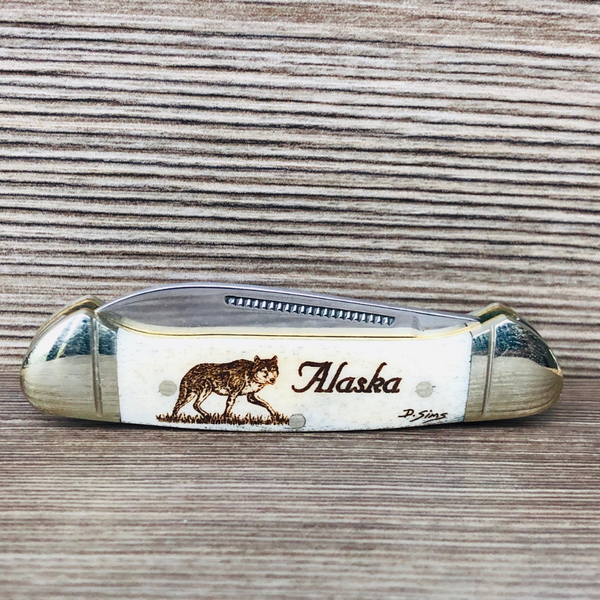 SCRIMSHAW CANOE FOLDING KNIFE - SMALL