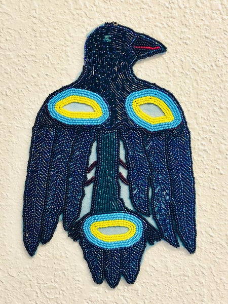 ALASKA TLINGIT BEADED RAVEN REGALIA APPLIQUE
