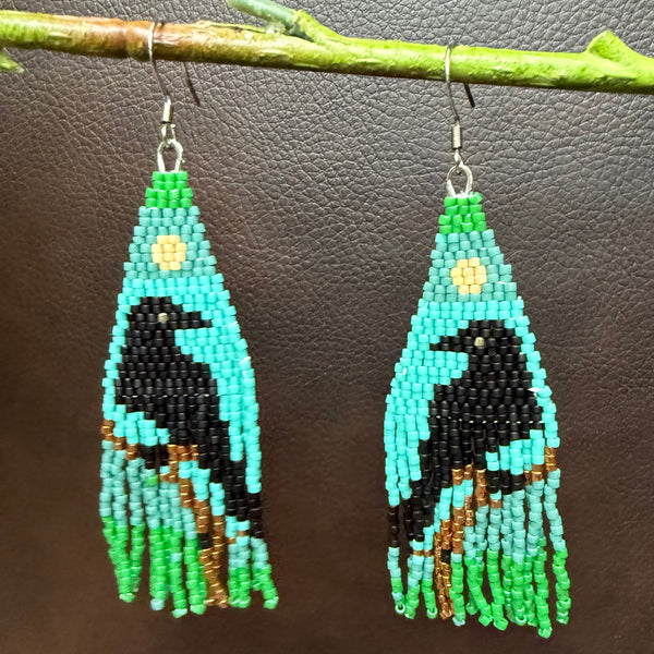 Beaded Raven Earrings (Copy)