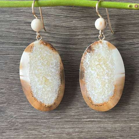 Inverted Triangle Fossilized Ivory Leverback Earrings - Alaska Mint