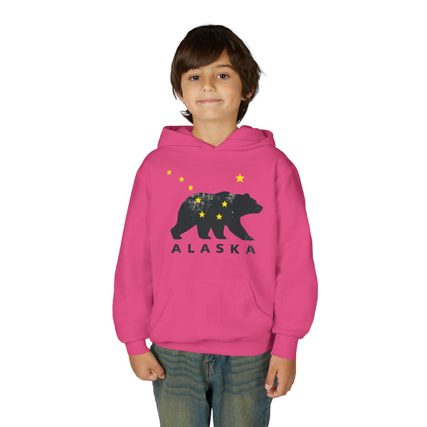 Alaska Bear Youth Hoodie, Cozy Sweatshirt for Kids, Perfect for Outdoor Adventures, Gifts for Travelers, Winter Apparel