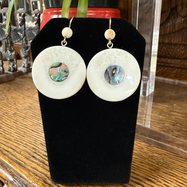 Fossil Ivory Round Disc Earrings