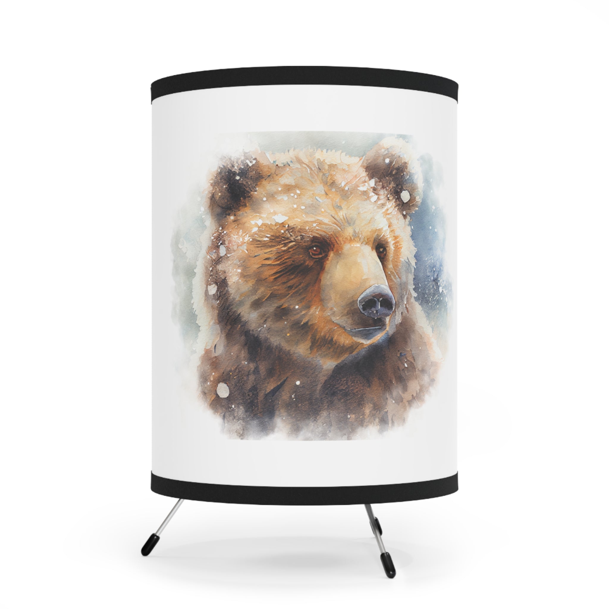 Tripod Lamp with Bear Print Shade