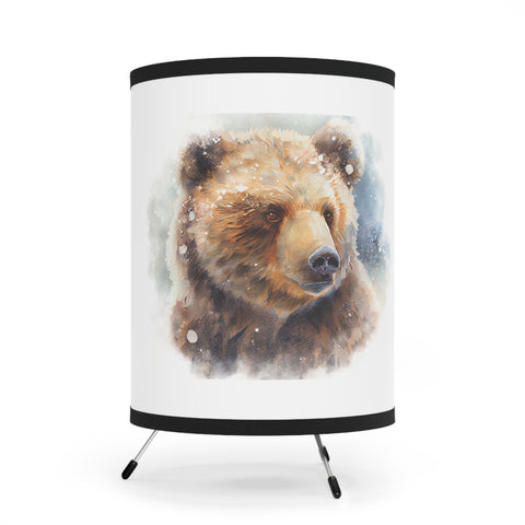 Tripod Lamp with Bear Print Shade