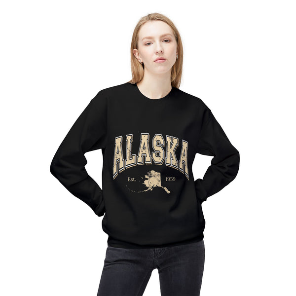 Alaska Arch Crewneck Sweatshirt — Vintage State Outline Graphic