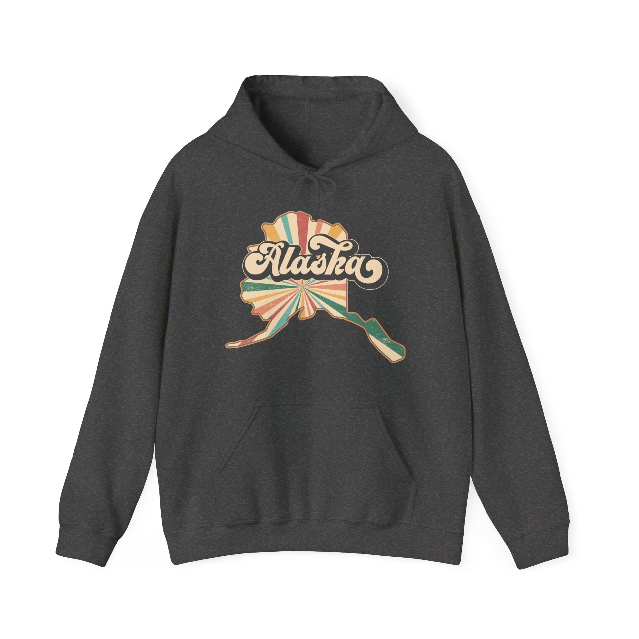 Alaska State Retro Vintage Map Heavy Blend Hoodie