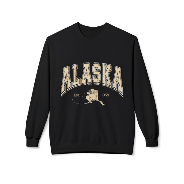 Alaska Arch Crewneck Sweatshirt — Vintage State Outline Graphic