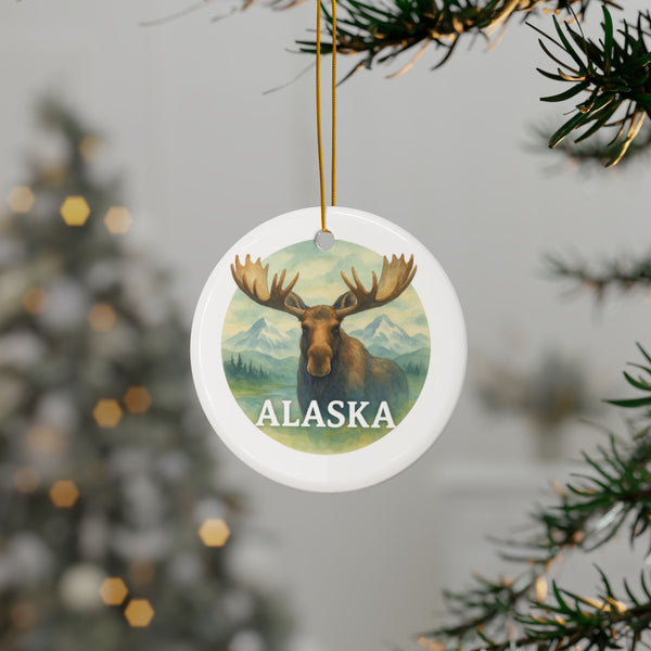 Alaska-Themed Decorative Ceramic Ornaments, Holiday Decor, Gifts, Christmas Tree Ornaments, Unique Souvenirs