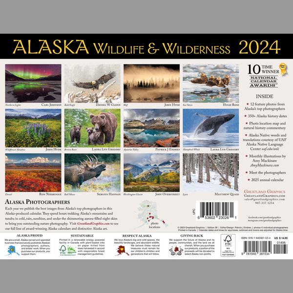 2024 Alaska Wildlife & Wilderness Wall Calendar