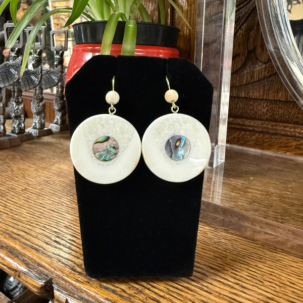 Fossil Ivory Round Disc Earrings