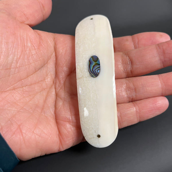 Fossilized Ivory Barrette with Abalone