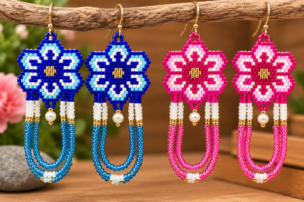 Beaded flower earrings
