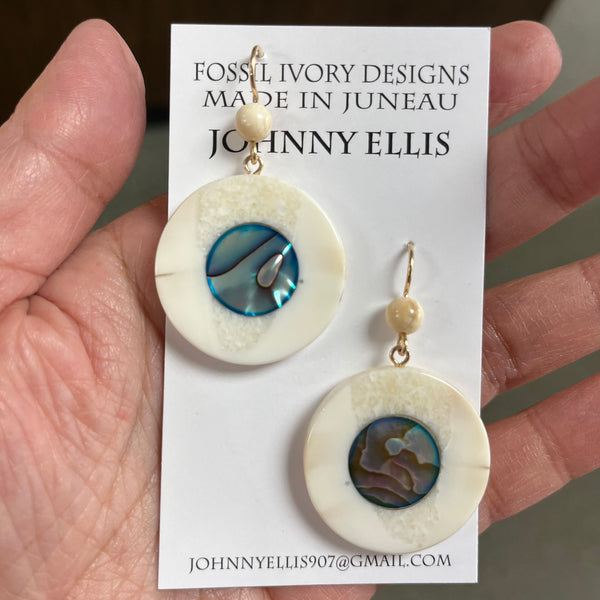 Fossil Ivory Round Disc Earrings