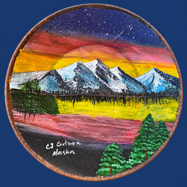 Painted gold pans by CJ Carlson - Large