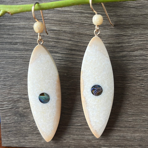 Fossil Walrus Tusk Ivory Earrings