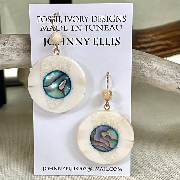 Fossil Ivory Round Disc Earrings