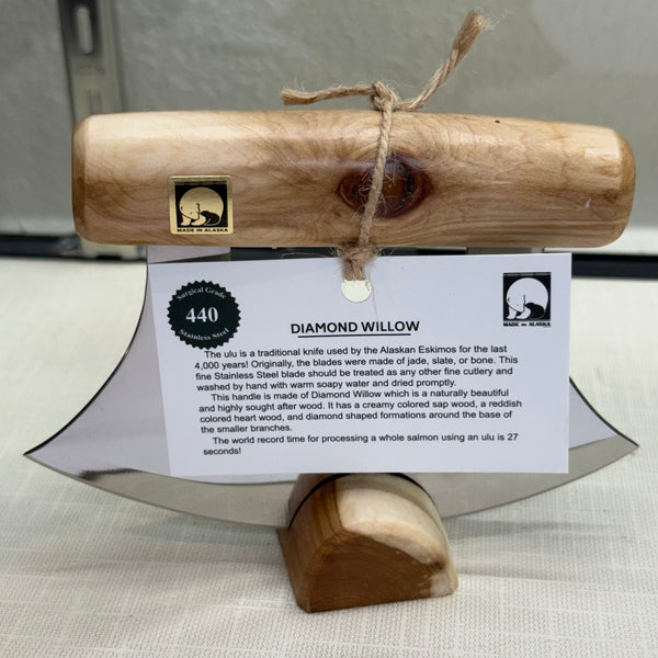 Handmade Alaska Ulu Knife – Diamond Willow, Moose Antler or Elk Antler | Made in Juneau