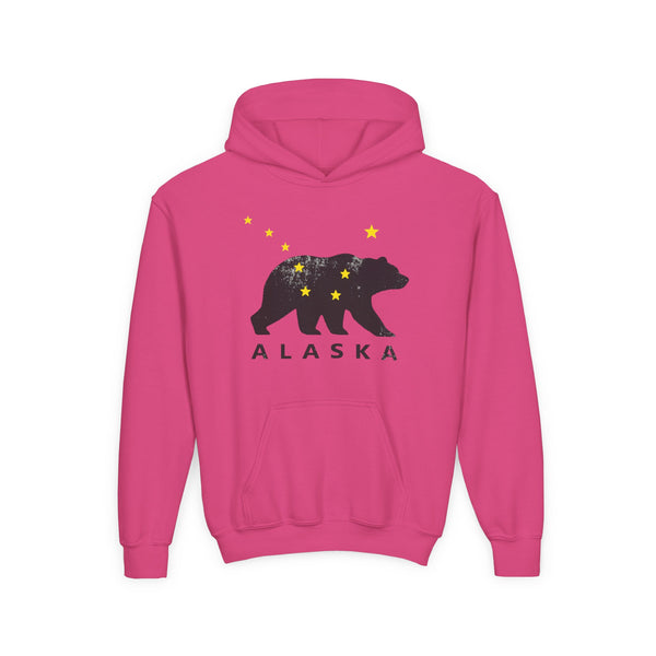 Alaska Bear Youth Hoodie, Cozy Sweatshirt for Kids, Perfect for Outdoor Adventures, Gifts for Travelers, Winter Apparel