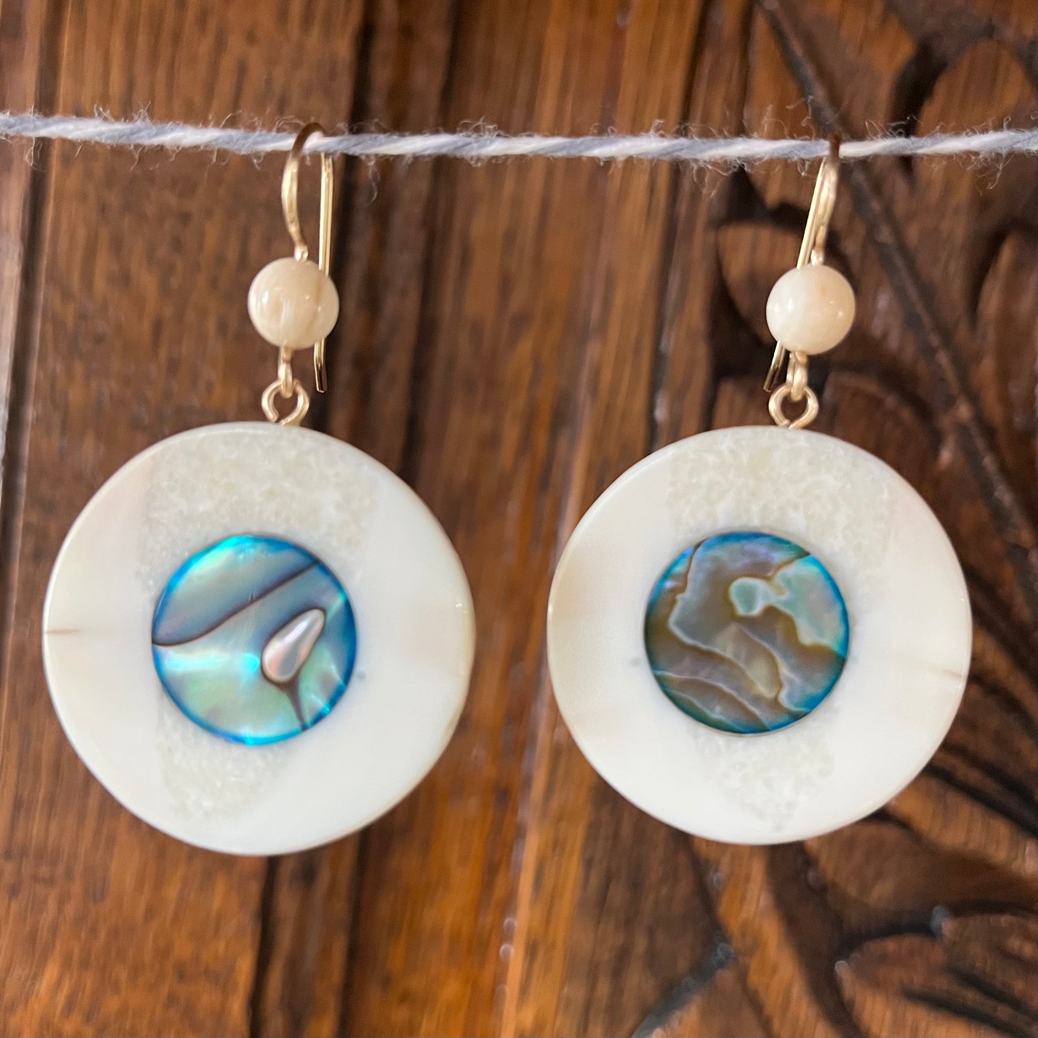 Fossil Ivory Round Disc Earrings
