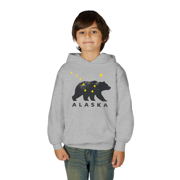 Alaska Bear Youth Hoodie, Cozy Sweatshirt for Kids, Perfect for Outdoor Adventures, Gifts for Travelers, Winter Apparel