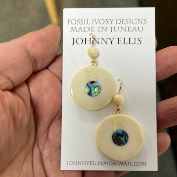 Fossil Ivory Round Disc Earrings