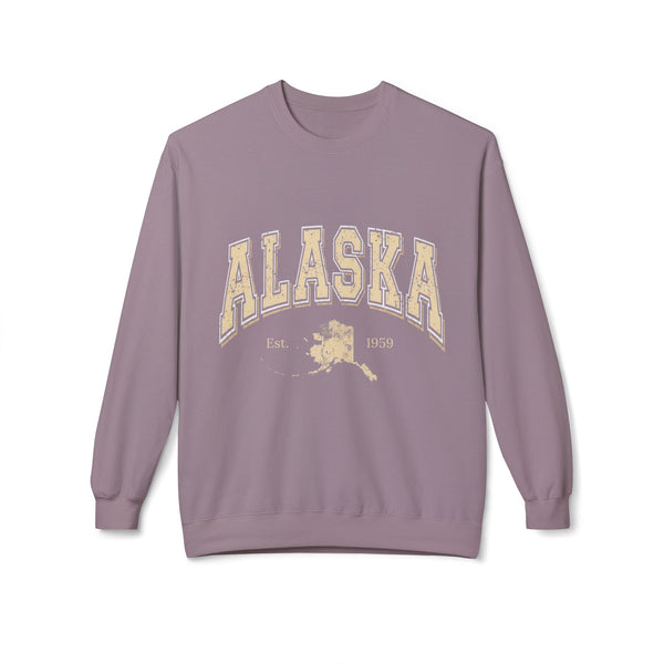 Alaska Arch Crewneck Sweatshirt — Vintage State Outline Graphic
