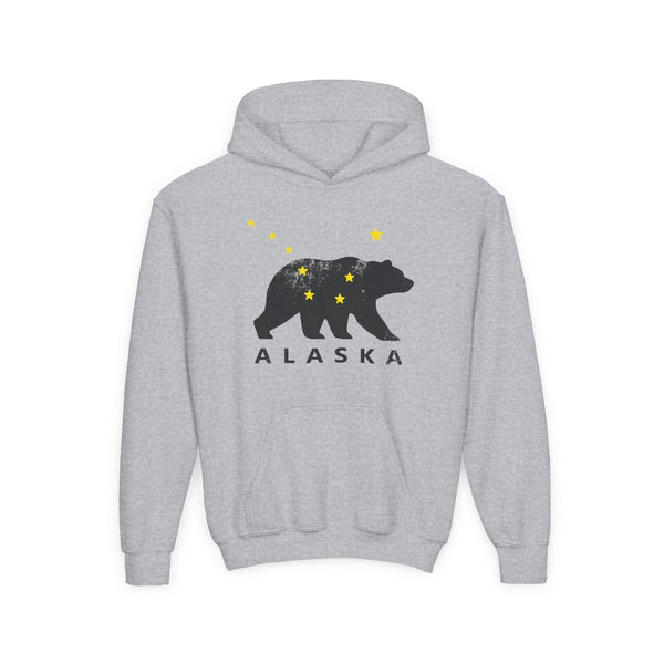 Alaska Bear Youth Hoodie, Cozy Sweatshirt for Kids, Perfect for Outdoor Adventures, Gifts for Travelers, Winter Apparel