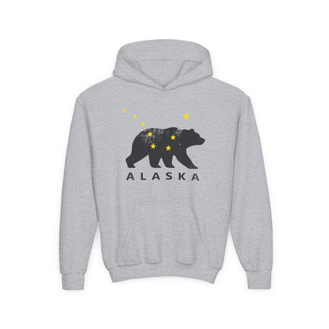 Alaska Bear Youth Hoodie, Cozy Sweatshirt for Kids, Perfect for Outdoor Adventures, Gifts for Travelers, Winter Apparel