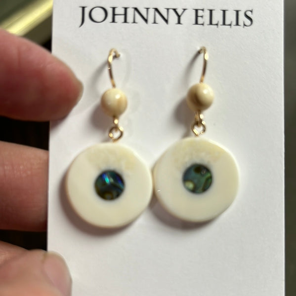 Fossil Ivory Round Disc Earrings