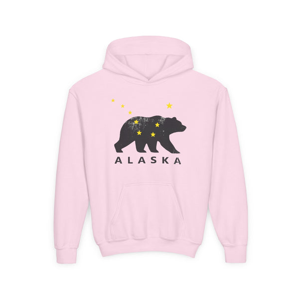 Alaska Bear Youth Hoodie, Cozy Sweatshirt for Kids, Perfect for Outdoor Adventures, Gifts for Travelers, Winter Apparel