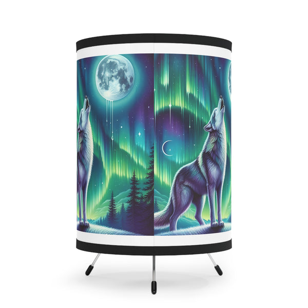 Northern Lights Wolf Tripod Lamp, Home Decor, Unique Gift, Table Lighting, Bedroom Accent, Nature Lover's Gift