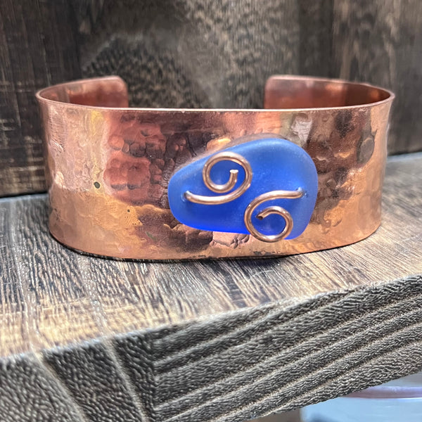 Sea Glass Copper Cuff Bracelet