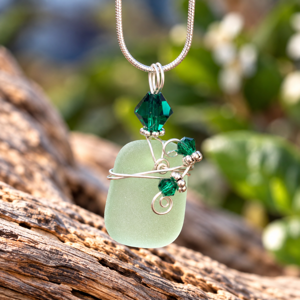 Sea Glass Necklace – Red Dagger-Shaped