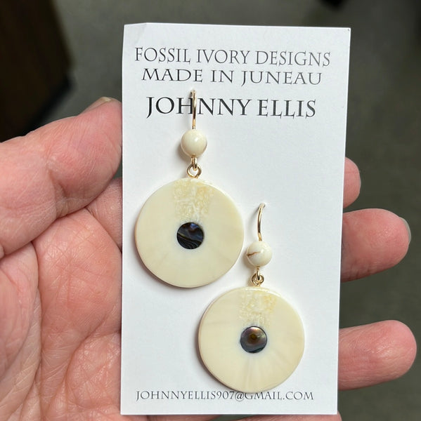 Fossil Ivory Round Disc Earrings