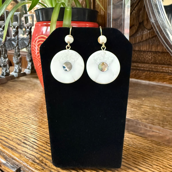 Fossil Ivory Round Disc Earrings