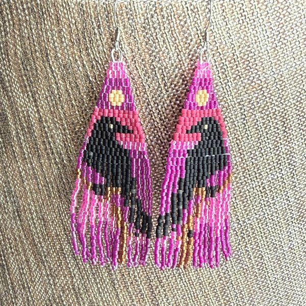 Beaded Raven Earrings (Copy)